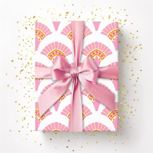 Papier Cadeau Éventail à fronces rose et orange