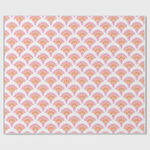 Papier Cadeau Éventail à fronces rose et orange (Plat)
