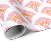 Papier Cadeau Éventail à fronces rose et orange (Coin rond)