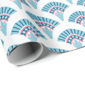 Papier Cadeau Éventail à ruches rose et aqua (Coin rond)