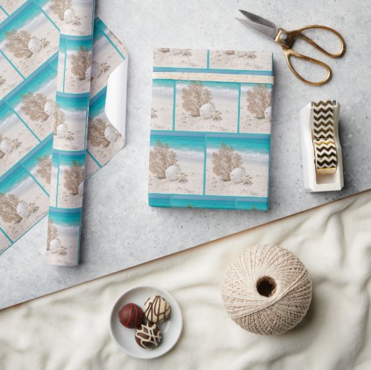 Papier Cadeau Éventail de mer avec dollar de sable et étoile de (Artisanat)