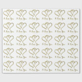 Papier Cadeau Eventré Gold Hearts i Love You (Plat)