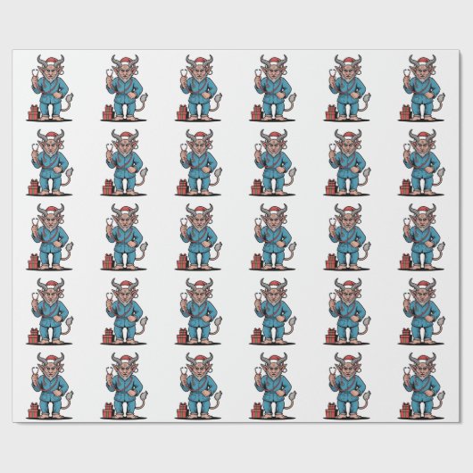 Papier Cadeau Evil Krampus Infirmière Scrubs Infirmière Noël (Plat)