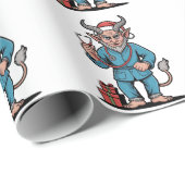 Papier Cadeau Evil Krampus Infirmière Scrubs Infirmière Noël (Coin rond)