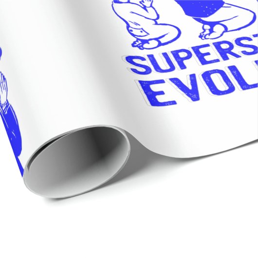 Papier Cadeau évolution de superstition drôle (Coin rond)