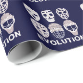 Papier Cadeau Évolution du masque de gardien de hockey (Coin rond)