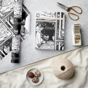 Papier Cadeau Ex Libris Femme lisant