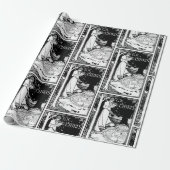 Papier Cadeau Ex Libris Femme lisant (Déroulé)