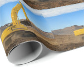 Papier Cadeau Excavateur de construction jaune (Coin rond)