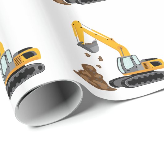 Papier Cadeau Excavatrice (Coin rond)