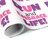 Papier Cadeau Exécuter Embrasser la vie rose pourpre (Coin rond)