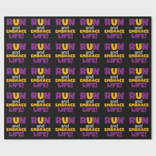 Papier Cadeau Exécuter Embrasser la vie violet jaune (Plat)