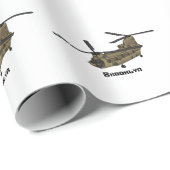 Papier Cadeau Exemple d'hélicoptère militaire Chinook (Coin rond)