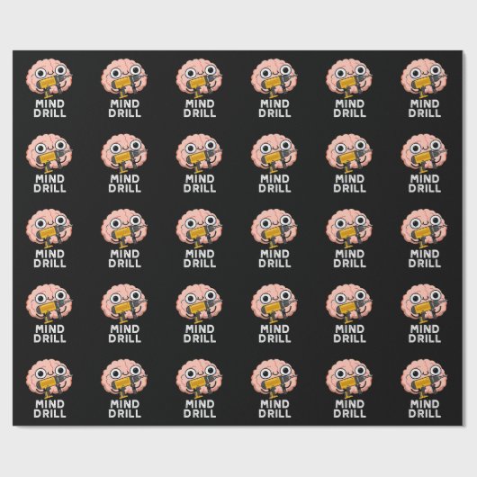 Papier Cadeau Exercice mental Funny Brain Tool Pun Dark BG (Plat)