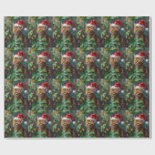 Papier Cadeau Exotic Bengal Cat Jungle Christmas Playtime Art (Plat)