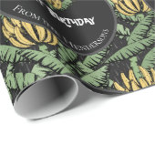 Papier Cadeau Exotic Black Go Bananes Joyeux Anniversaire Jungle (Coin rond)