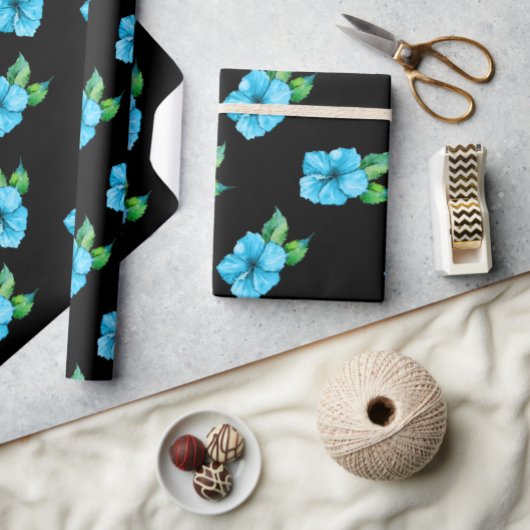 Papier Cadeau Exotic Blue Hibscus