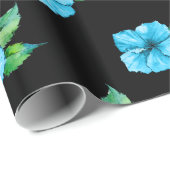 Papier Cadeau Exotic Blue Hibscus (Coin rond)