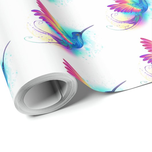 Papier Cadeau Exotic Rainbow Hummingbird (Coin rond)