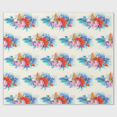 Papier Cadeau Exotic Tropical Flowers - Pink & Aquamarines (Plat)