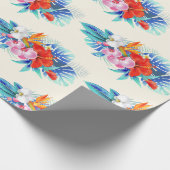 Papier Cadeau Exotic Tropical Flowers - Pink & Aquamarines (Coin)
