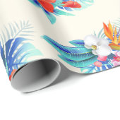 Papier Cadeau Exotic Tropical Flowers - Pink & Aquamarines (Coin rond)