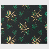 Papier Cadeau Exotique Tropical Vert et Or (Plat)