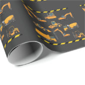 Papier Cadeau Exploitant d'excavation de construction Garçon jar (Coin rond)