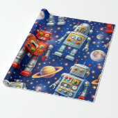 Papier Cadeau Exploration cosmique robotique (Déroulé)