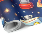 Papier Cadeau Exploration cosmique robotique (Coin rond)