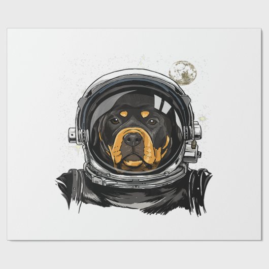 Papier Cadeau Exploration spatiale de l'astronaute de chien Rott (Plat)
