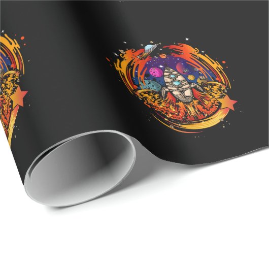 Papier Cadeau Exploser le vaisseau spatial (Coin rond)