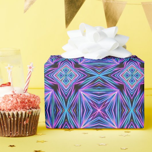 Papier Cadeau Explosion Abstraite Néon Psychédélique (Fête d'anniversaire)