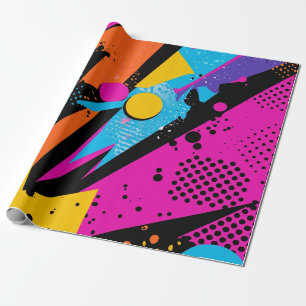 Papier Cadeau Explosion de couleurs abstraites dans un style rét