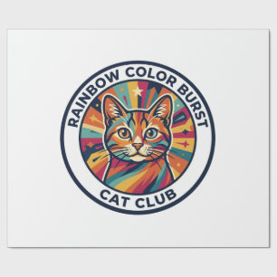 Papier Cadeau Explosion de couleurs arc-en-ciel Chat Design de c