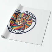 Papier Cadeau Explosion de couleurs arc-en-ciel Chat Design de c (Déroulé)