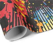 Papier Cadeau Explosion de graffiti jaune Gritty Blast Speed Lin (Coin rond)