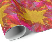 Papier Cadeau Explosion de grunge rose et jaune (Coin rond)