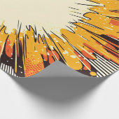 Papier Cadeau Explosion orange vif d'art pop avec lignes noires (Coin)