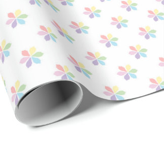 Papier Cadeau Explosions de pétales arc-en-ciel pastel pour bébé