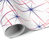 Papier Cadeau explosions stellaires rouge blanc & bleu (Coin rond)