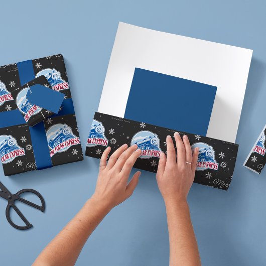 Papier Cadeau Express polaire personnalisé Train Noël Flocon de 