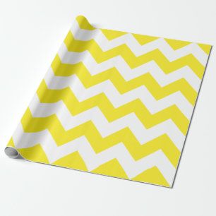 Papier Cadeau Extra large jaune et blanc Chevron