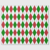 Papier Cadeau Extra Large Rouge Foncé, Vert et Blanc Argyle (Plat)