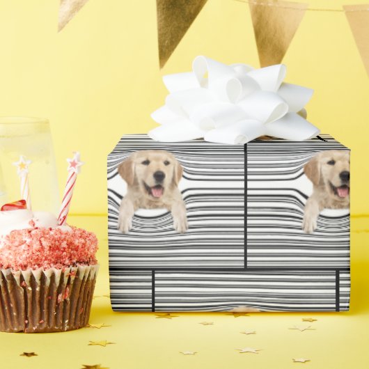 Papier Cadeau extraction dorée en lignes déformées (Fête d'anniversaire)