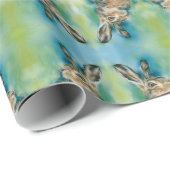 Papier Cadeau Exubérance de lièvre sauvage Art pastel (Coin rond)