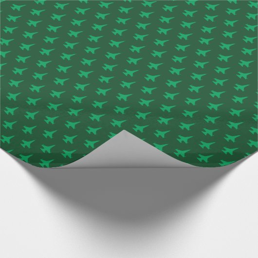 Papier Cadeau F-16 Viper Fighter Jet Motif vert sur vert (Coin)