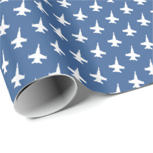 Papier Cadeau F/A-18C Hornet Fighter Jet Motif sur Blue