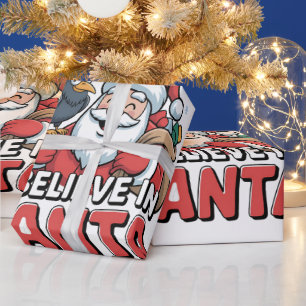 Papier Cadeau F-Caw-F Je crois en Père Noël Funny Christmas Crow