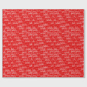 Papier Cadeau Fa la Falala White Script Hearts Red Christmas (Plat)